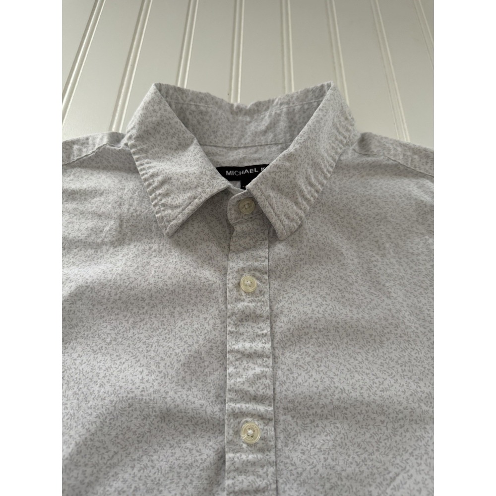 Michael Kors Women's Slim‎ Fit Short Sleeve Shirt XL White Gray Floral